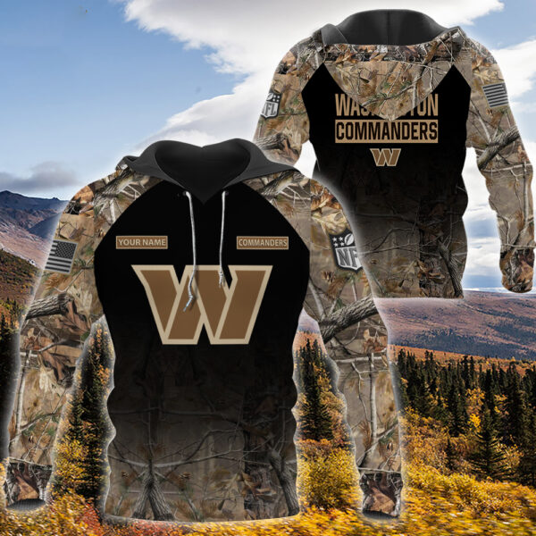 32-Washington Commanders -Personalized Your Name Hunting Camo Style-3D Hoodie,T-Shirt, Sweatshirt, Zipper-Ds005