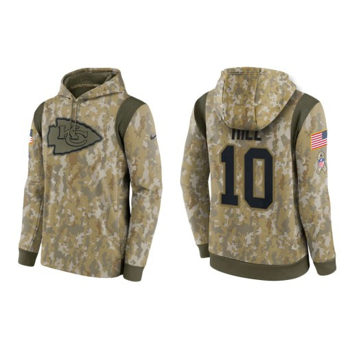 Tyreek Hill Kansas City Chiefs Camo 2021 Salute To Service Veterans Day Therma Pullover Hoodie