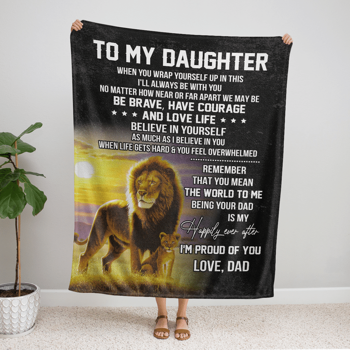 To My Daughter You Mean The World To Me Fleece Blanket Gift For Family, Birthday, Daughter, Dad To Daughter Gift Home Decor Bedding Couch Sofa Soft And Comfy