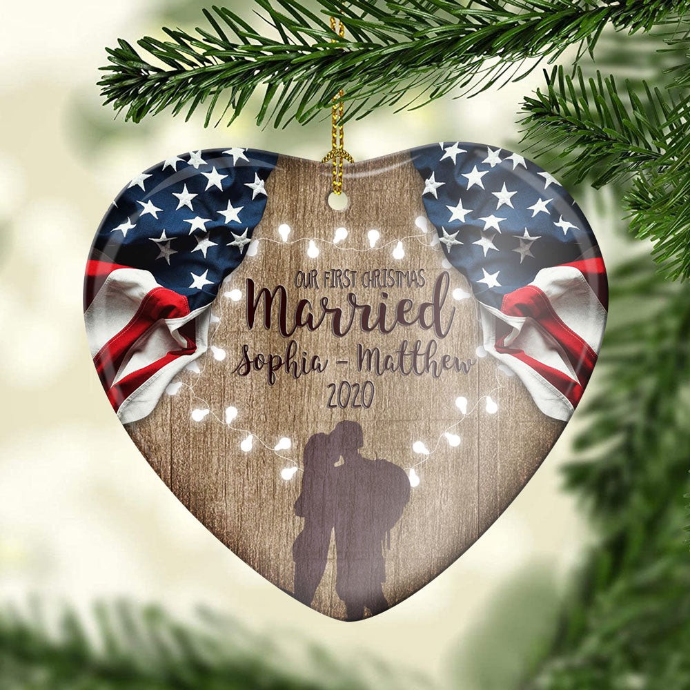 Personalized Our First Christmas Married Ornament Christmas Gift For Her For Him