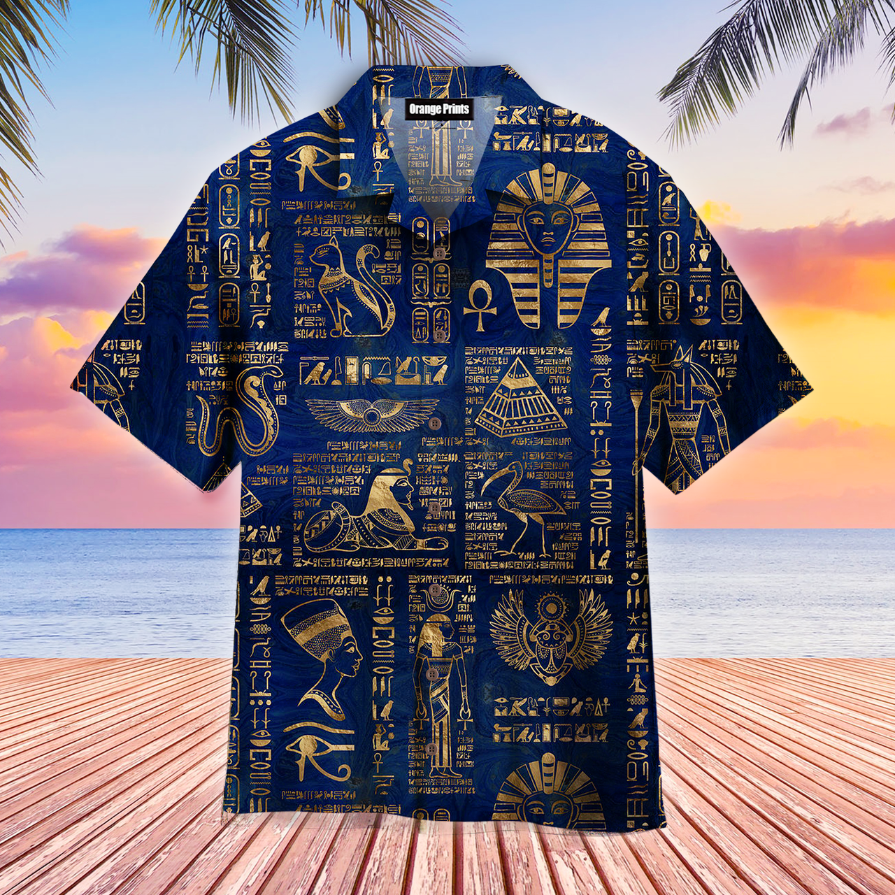 Egyptian Hieroglyphs And Deities Aloha Hawaii Shirts Unisex Ha40985