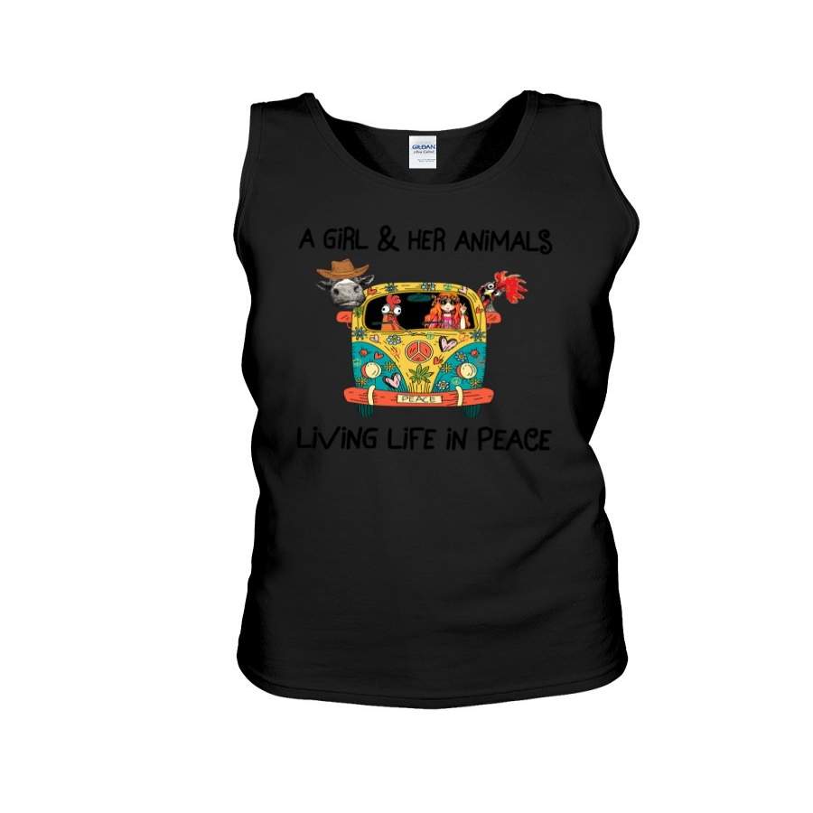 A Girl And Her Animals Living Life In Peace Special Custom Design Unisex Tank Top