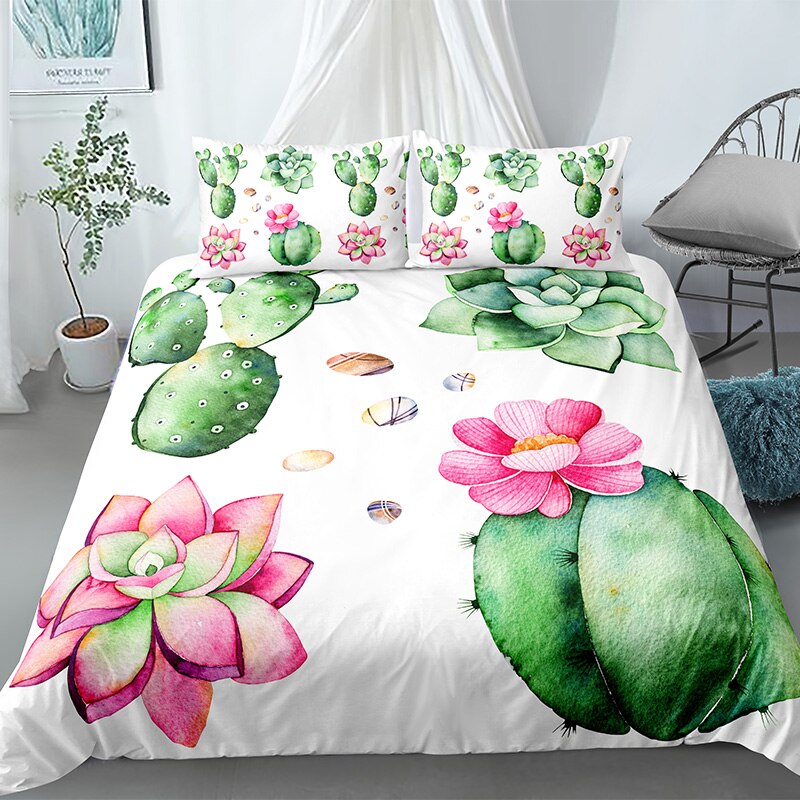 3D Plant Printed Cactus Succulents Bedding Sets Home Decoration Duvet Cover Pillowcase