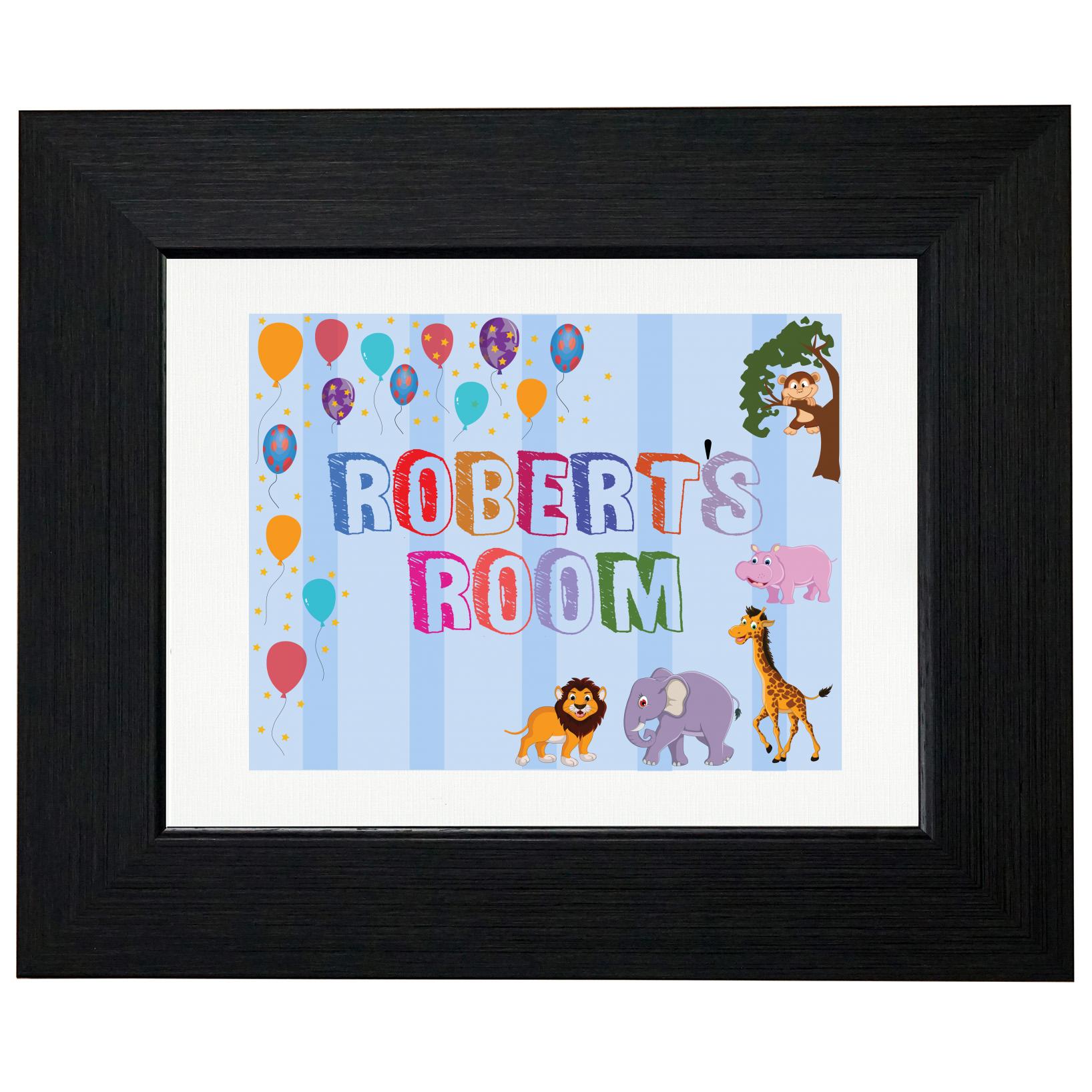 Robert’s Room – Boy Birthday Gift – Balloons & Animals T-Shirt, Framed Print, Pillow, Golf Towel