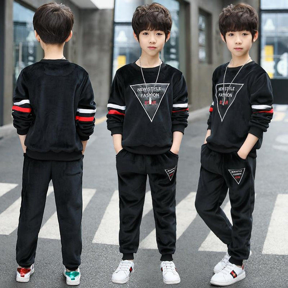 Sporty Style Boy Clothes Sets Cotton T-Shirt and Pants Outfit Sport ...
