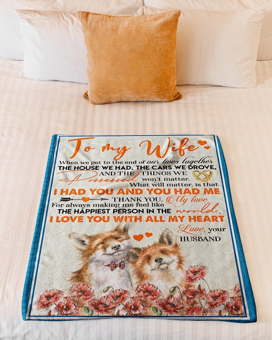 [Personalized Name] Fox Couple The End Of Our Lives Fleece Blanket, Sherpa Blanket, Gift For Family Member, Friends Gift, Christmas Gift, Home Decor, Home Living