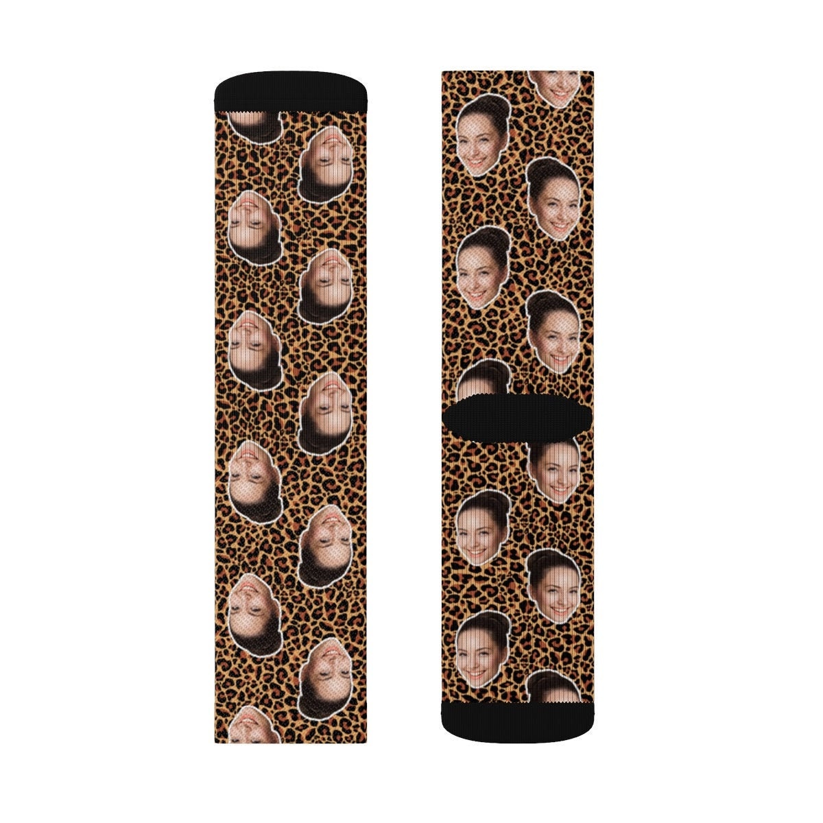 Leopard Animal, Custom Face Socks, Custom Photo Socks, Face on Socks Personalized Animal Picture Socks, Funny Gift For Her Him Best Friends