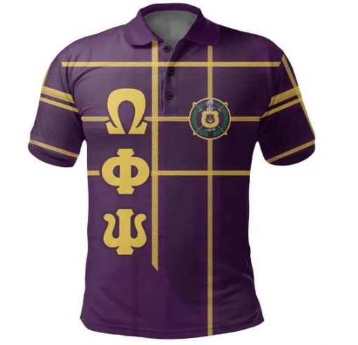 Omega Psi Phi Est 1911 Hand Sign Gold Line Polo Shirt