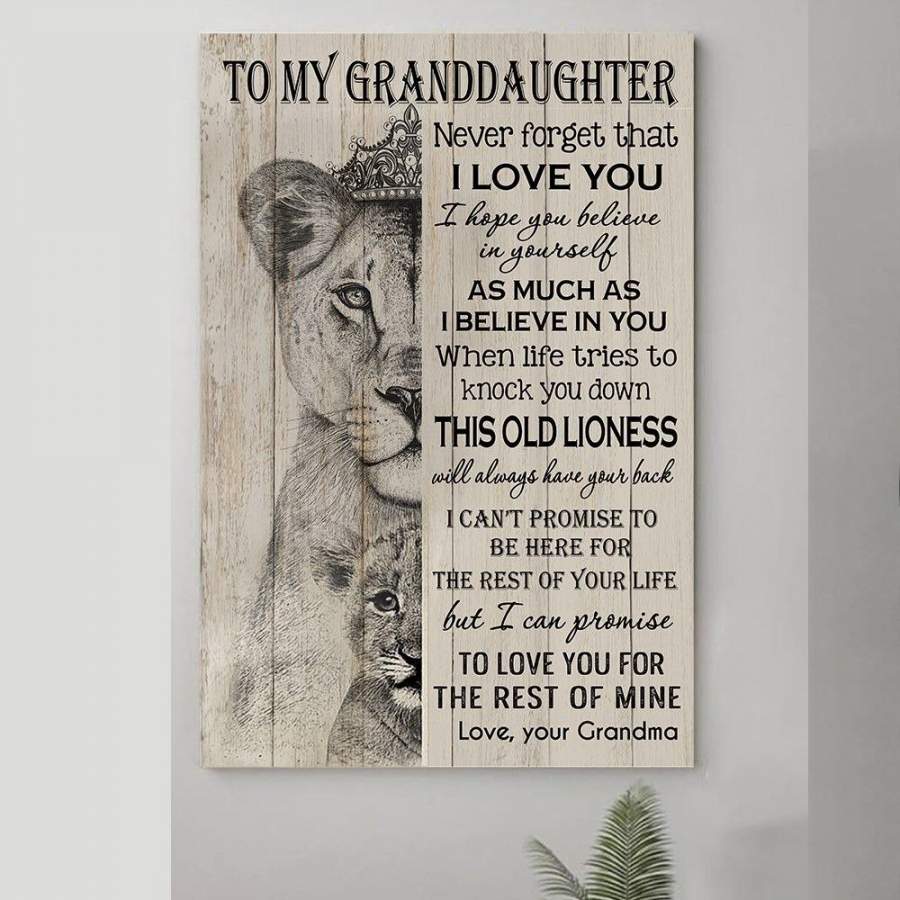 To my granddaughter lion poster canvas GST