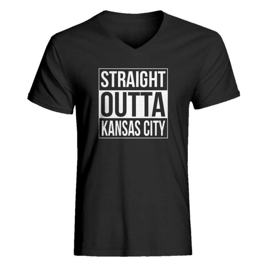 Mens Straight Outta Kansas City V Neck T shirt