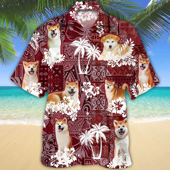 Akita Red Hawaii Tropical Gift For Funny Hawaii Shirts Ha59208