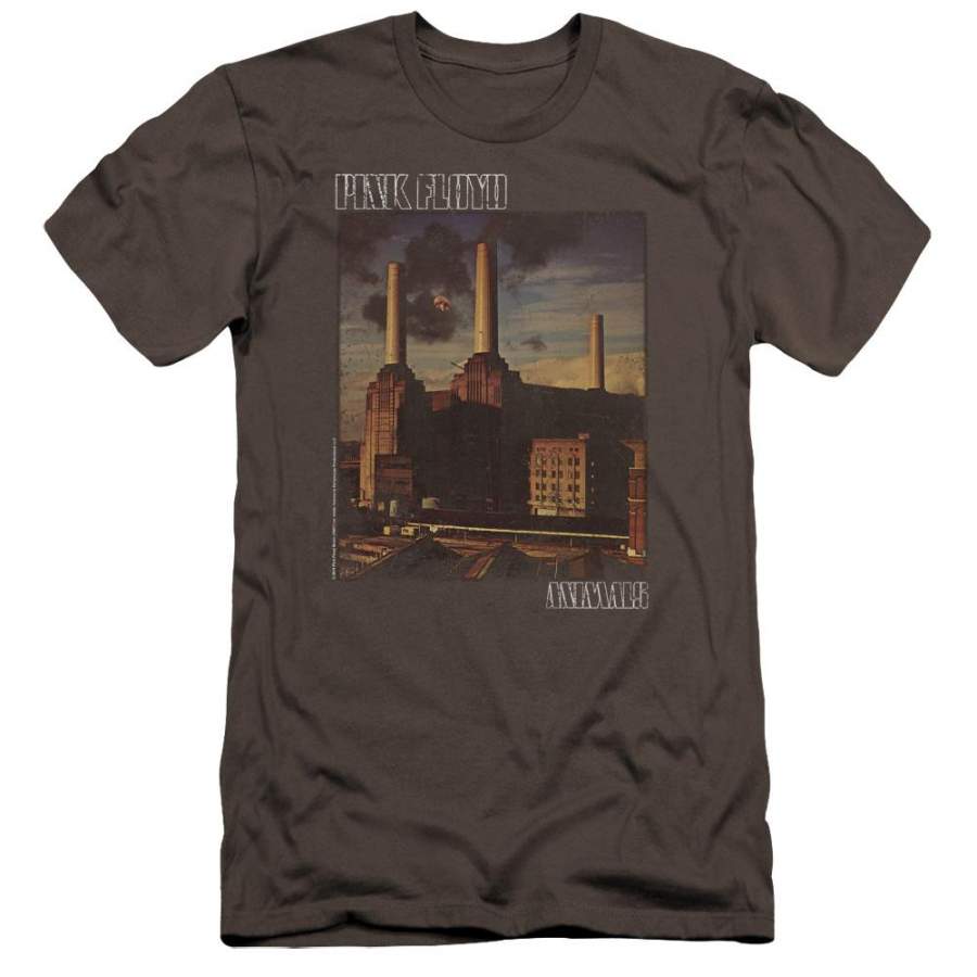 Pink Floyd Faded Animals Premium Bella Canvas Slim Fit Mens T Shirt Charcoal