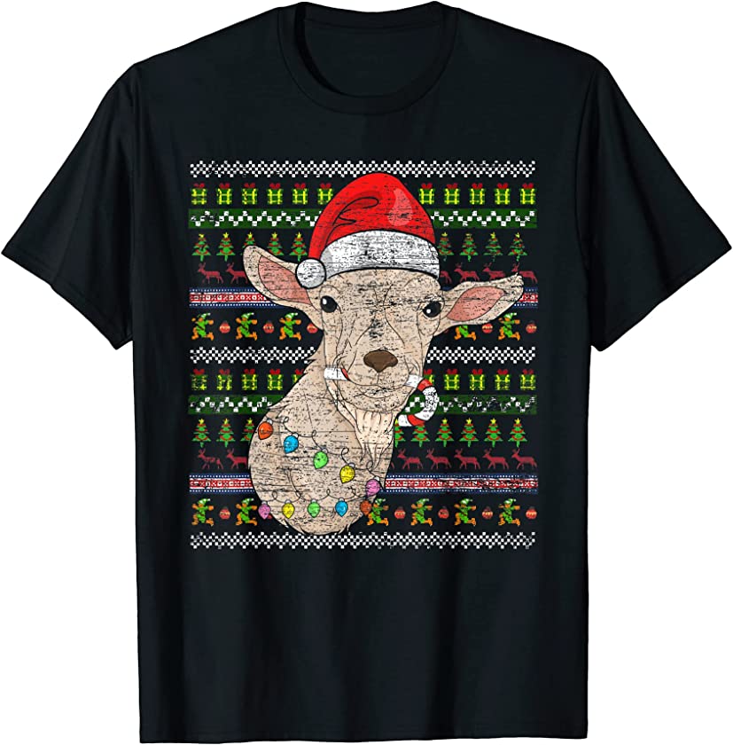 Ugly Christmas Farm Animal Lover Farmer Merry Xmas Goat T-Shirt