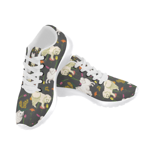 American Eskimo Dog Flower White Sneakers for Men