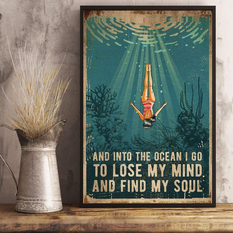 And Into The Ocean…Find My Soul – Best Idea Gift For Dog Lover, Gift For Home Decor, Gift For Family – Horizontal Canvas Matte Canvas Wall Art