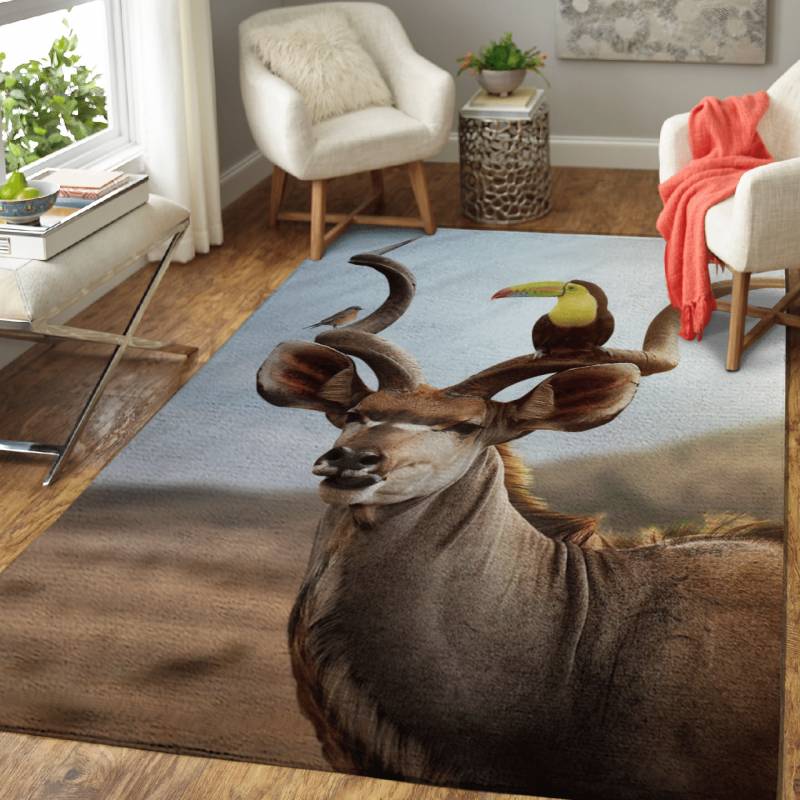 The Kudu and Birds – Animals Area Rug Carpet