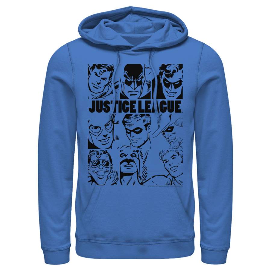 Justice League Men’s Vintage Hero Panels  Lightweight Hoodie