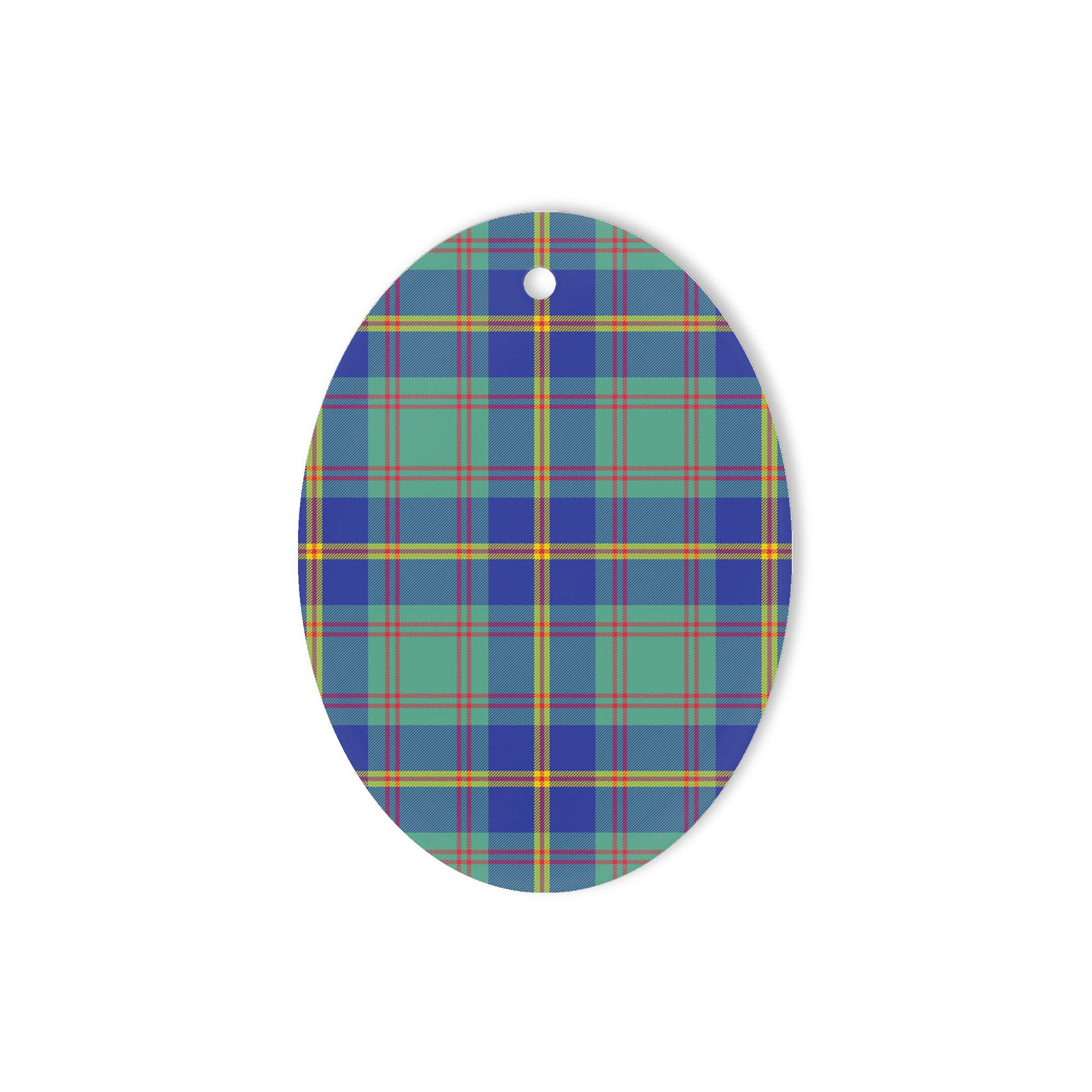 Us Marine Tartan Oval Ornaments, Christmas Tree Ornament, Plaid Christmas Ornaments, Ceramic Oval Christmas Tree Decoration