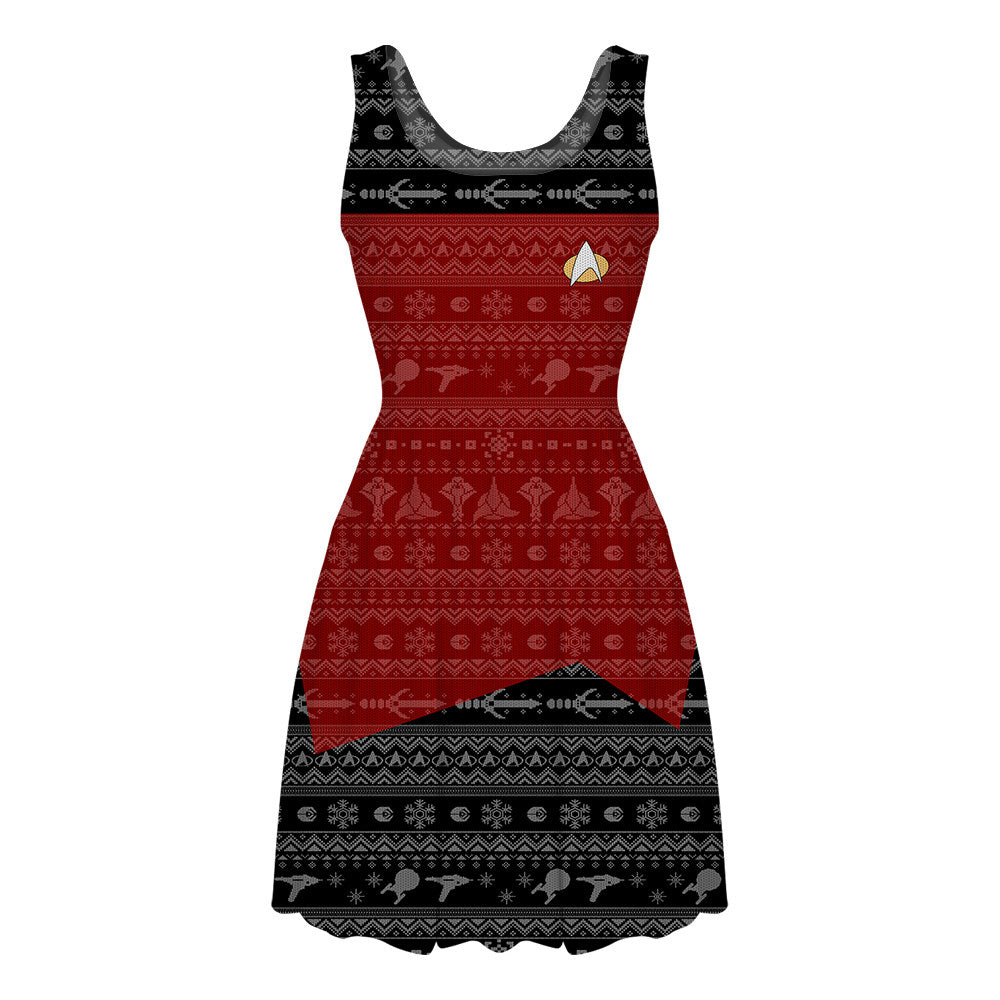 3D S.T The Next Generation 1987 Red Ugly Christmas Custom Women Dress