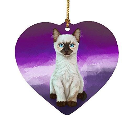 Siamese Kitten Heart Christmas Ornament Hpor48115