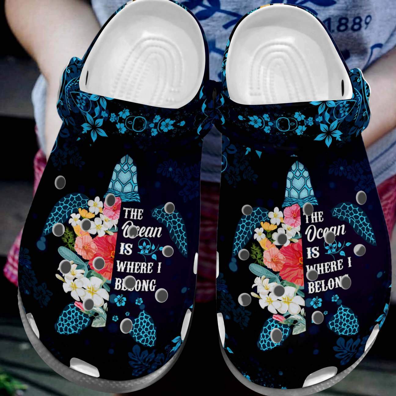 Sea Turtle Personalized Clog, Custom Name, Text, Color, Number Fashion Style For Women, Men, Kid, Print 3D The Ocean Is Where I Belong