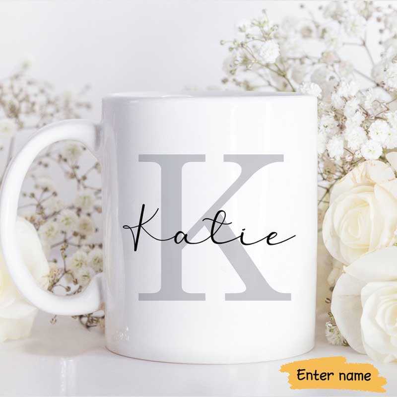 Subtle Initial And Custom Name Birthday Gift For Family Best Friends Personalized Coffee Mug