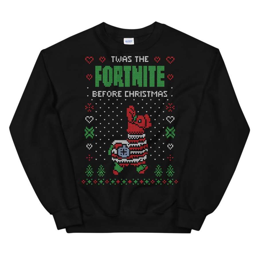 Twas the Fornite Before Transparent For Christmas Ugly Sweater Design Unisex Sweatshirt