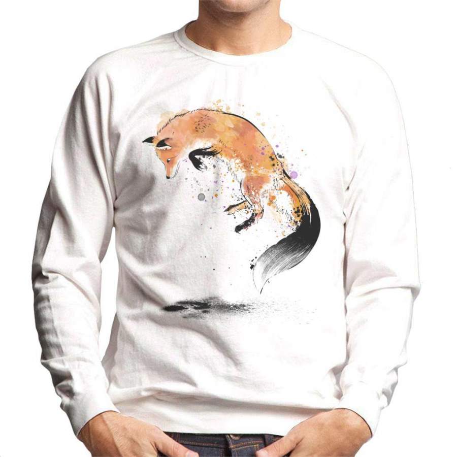 Red Fox Jumping Into Snow Men’s Sweatshirt