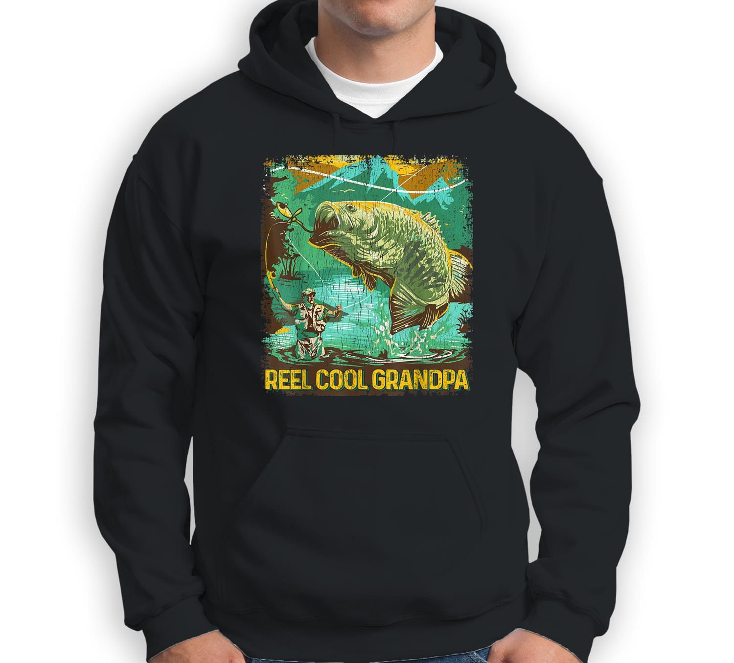 Mens Reel Cool Grandpa Fishing Lover Fathers Day Gift Sweatshirt & Hoodie