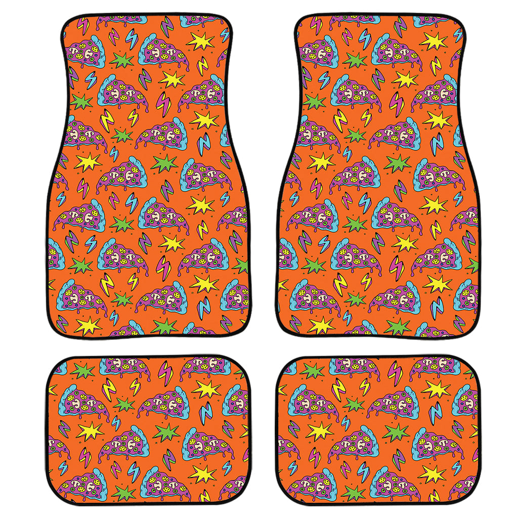 Trippy Pizza Pattern Print Front And Back Car Floor Mats, Front Car Mat