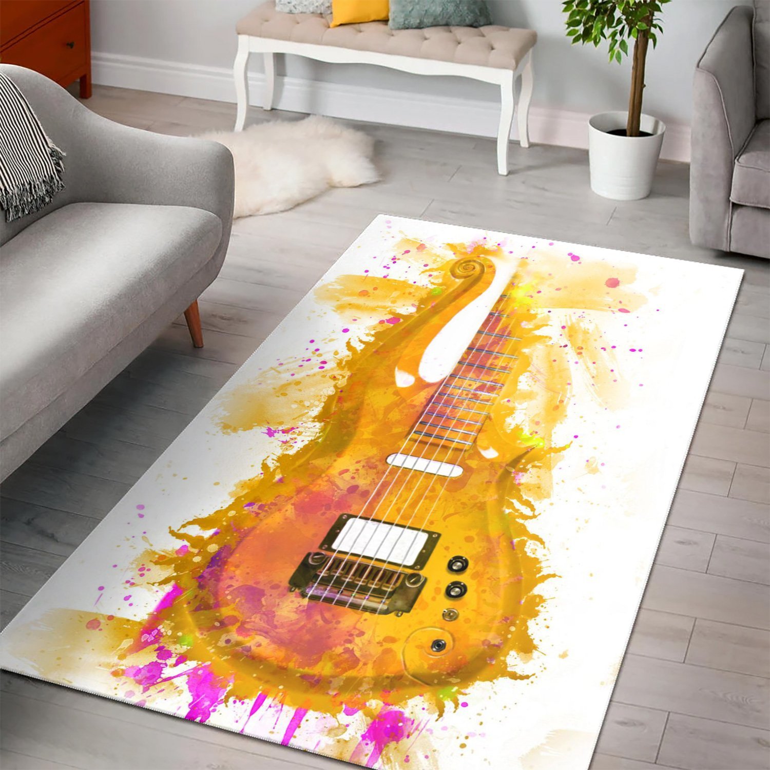 Prince S Cloud Guitar  Printing Instrument Rug,  Living room and bedroom Rug,  Halloween Gift