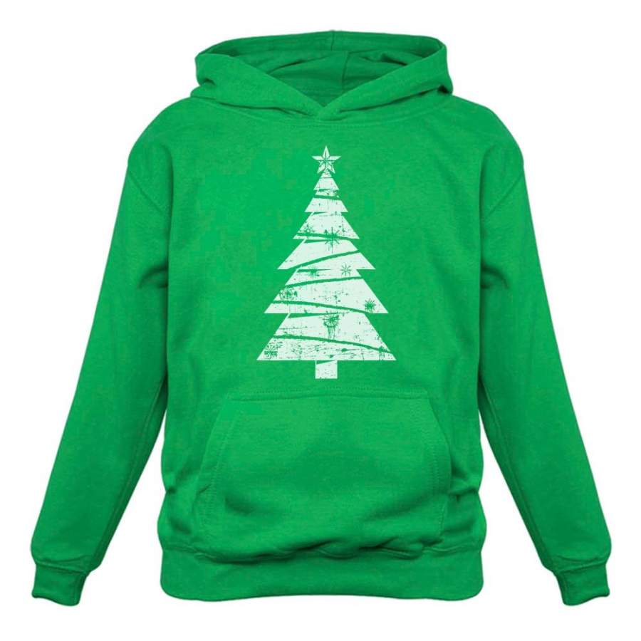 White Distressed Christmas Tree Women Hoodie