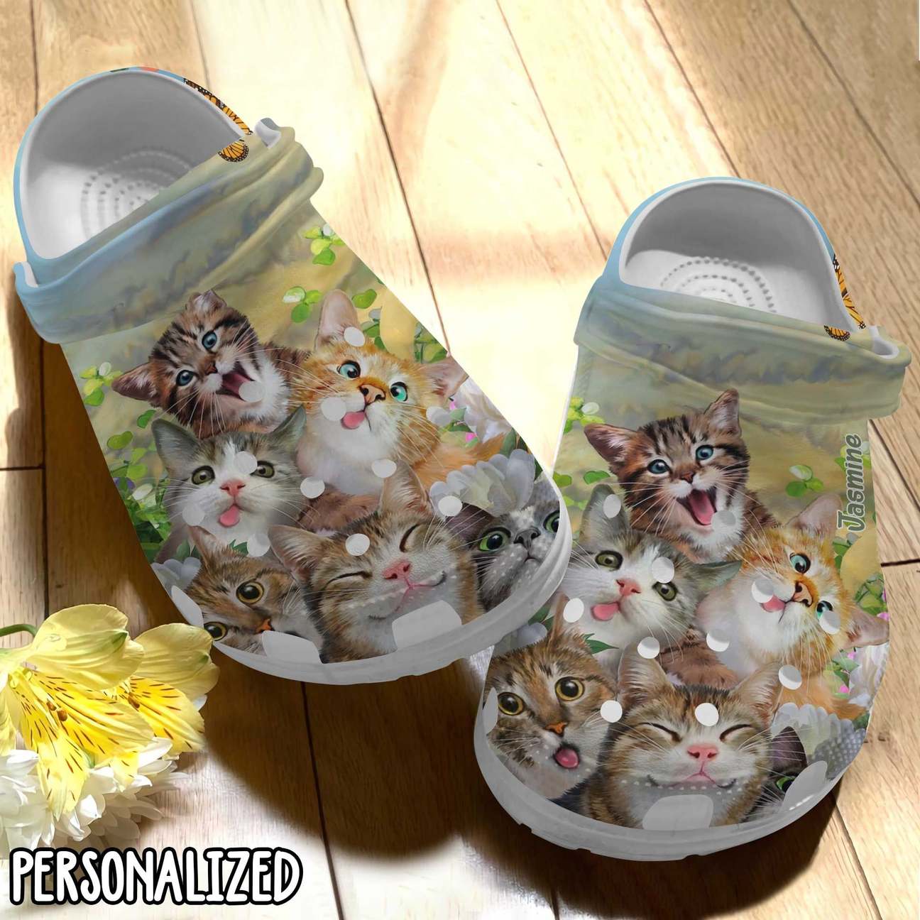 Cat Personalized Clog, Custom Name, Text Happy Kittens, Fashion Style For Women, Men, Kid, Print 3D