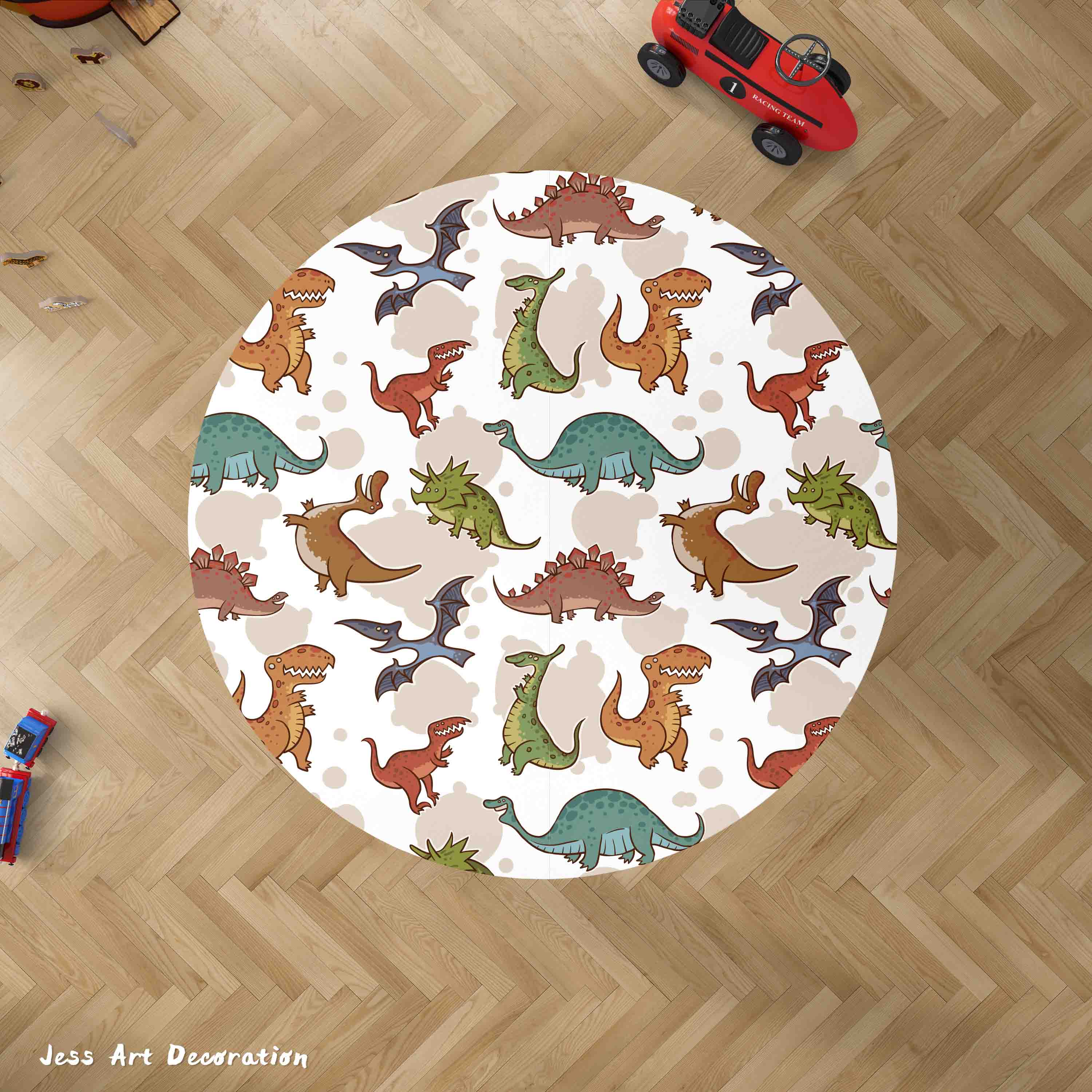 3D Cartoon Animal Dinosaur Kids Non-Slip Round Rug Mat 133