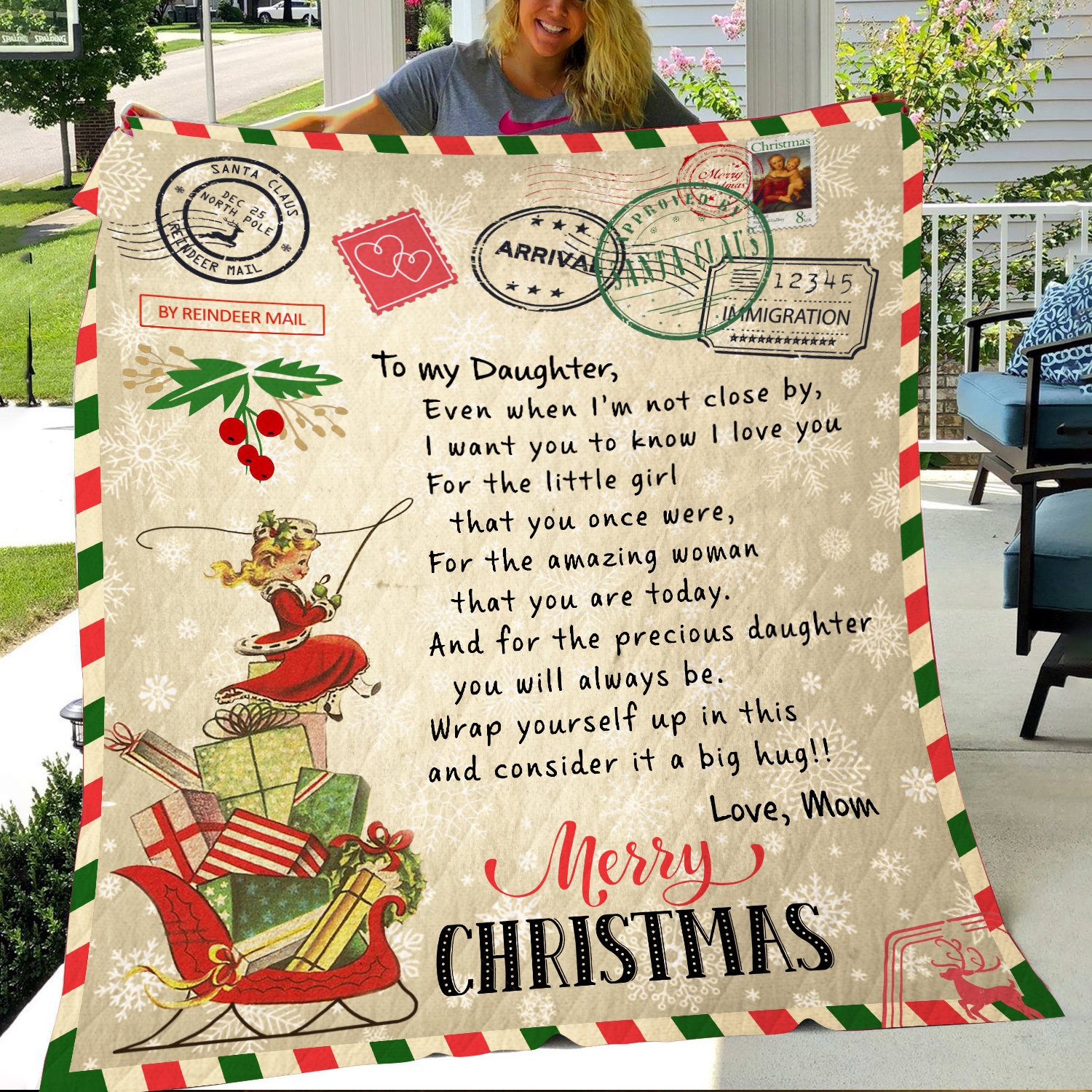 To My Daughter Xmas Quilt Blanket