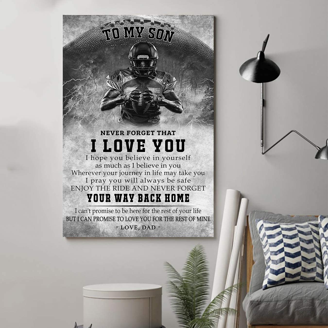 Poster for Room Aesthetic – Command Strips Wall Decor – Tvap01 American Football Poster-dad to Son-Your Way Back Home