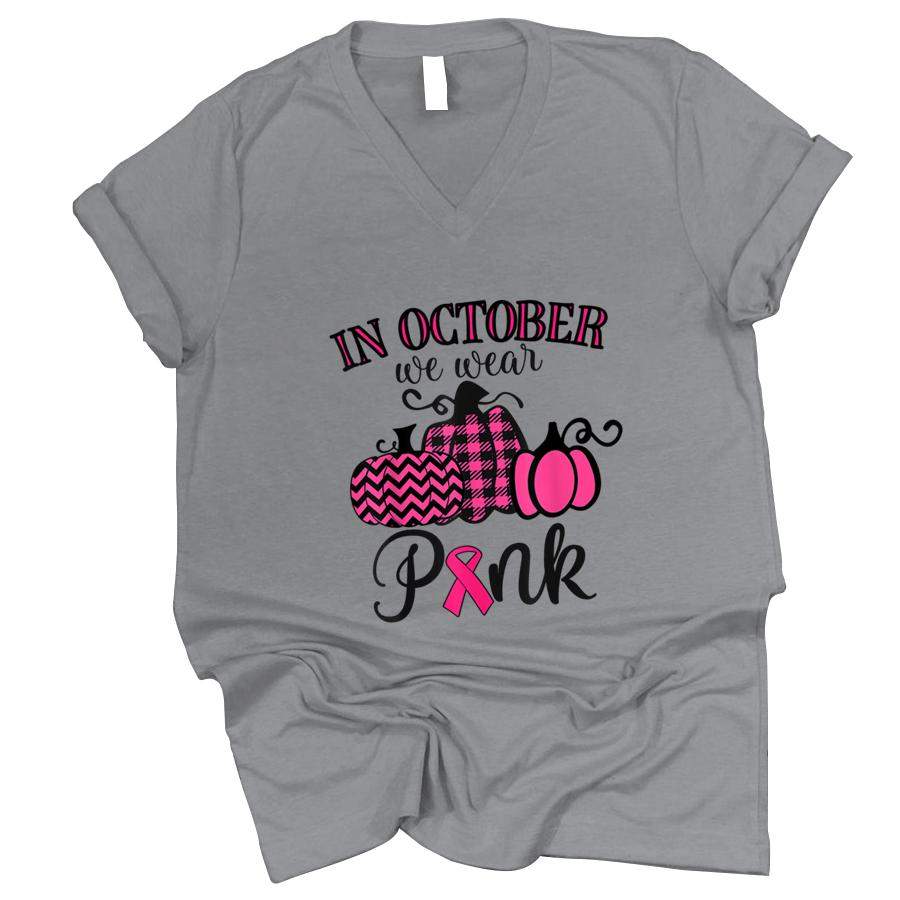 In October We Wear Pink Thanksgiving Breast Cancer Awareness T Shirt