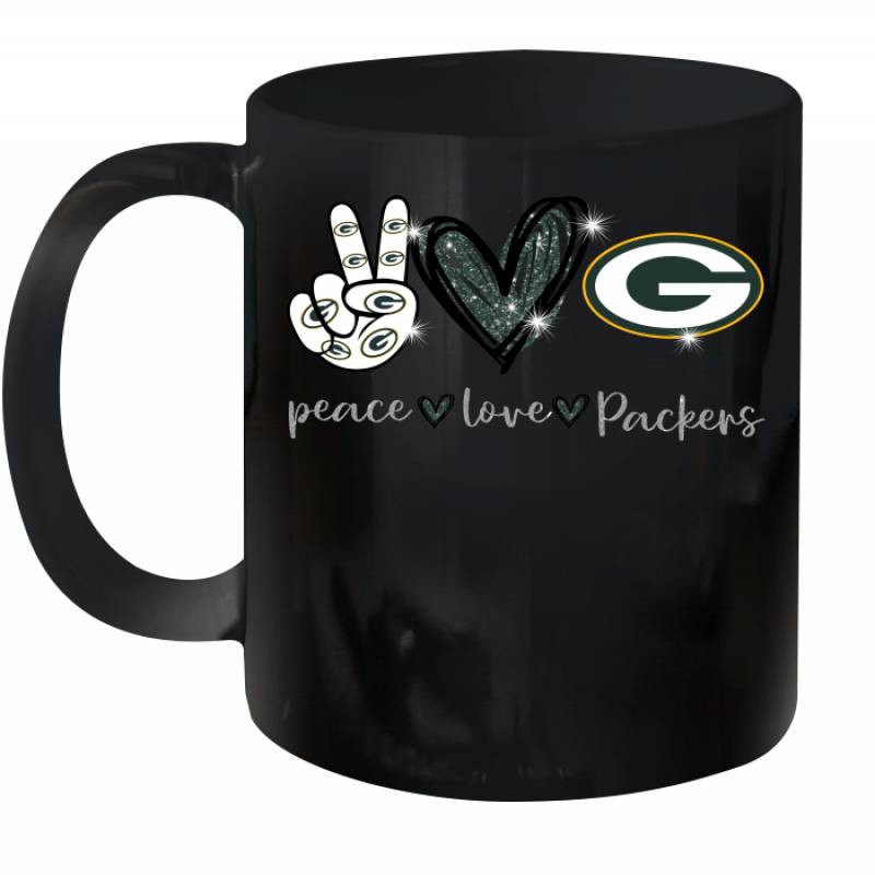 Peace Love Packers gift for Green Bay Packers Fans Ceramic Mug 11oz