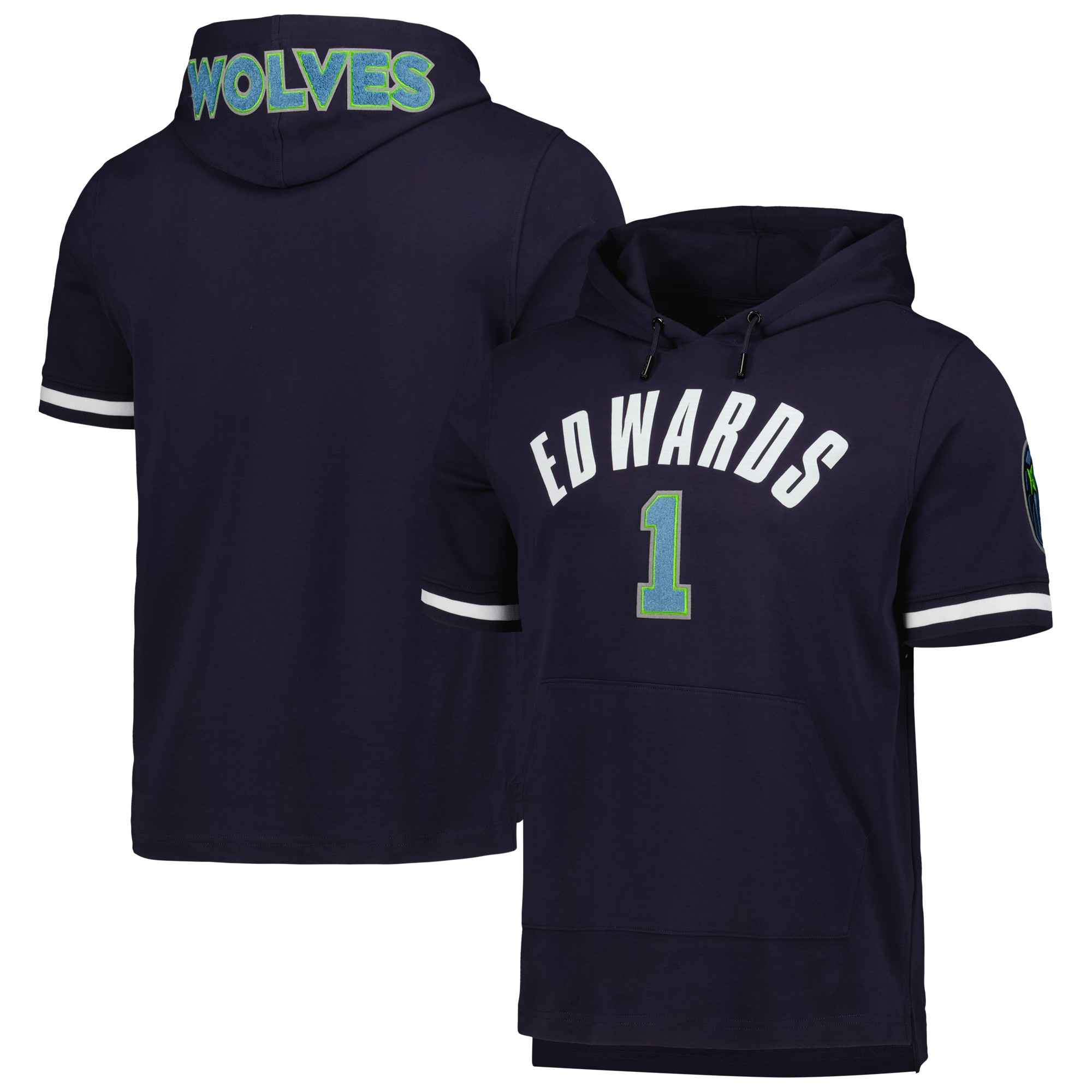 Anthony Edwards Minnesota Timberwolves Pro Standard Name & Number Short Sleeve Pullover Hoodie – Navy