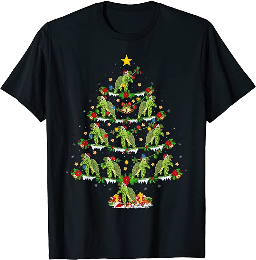 Sea Turtle Animal Lover Lighting Sea Turtle Christmas Tree T-Shirt