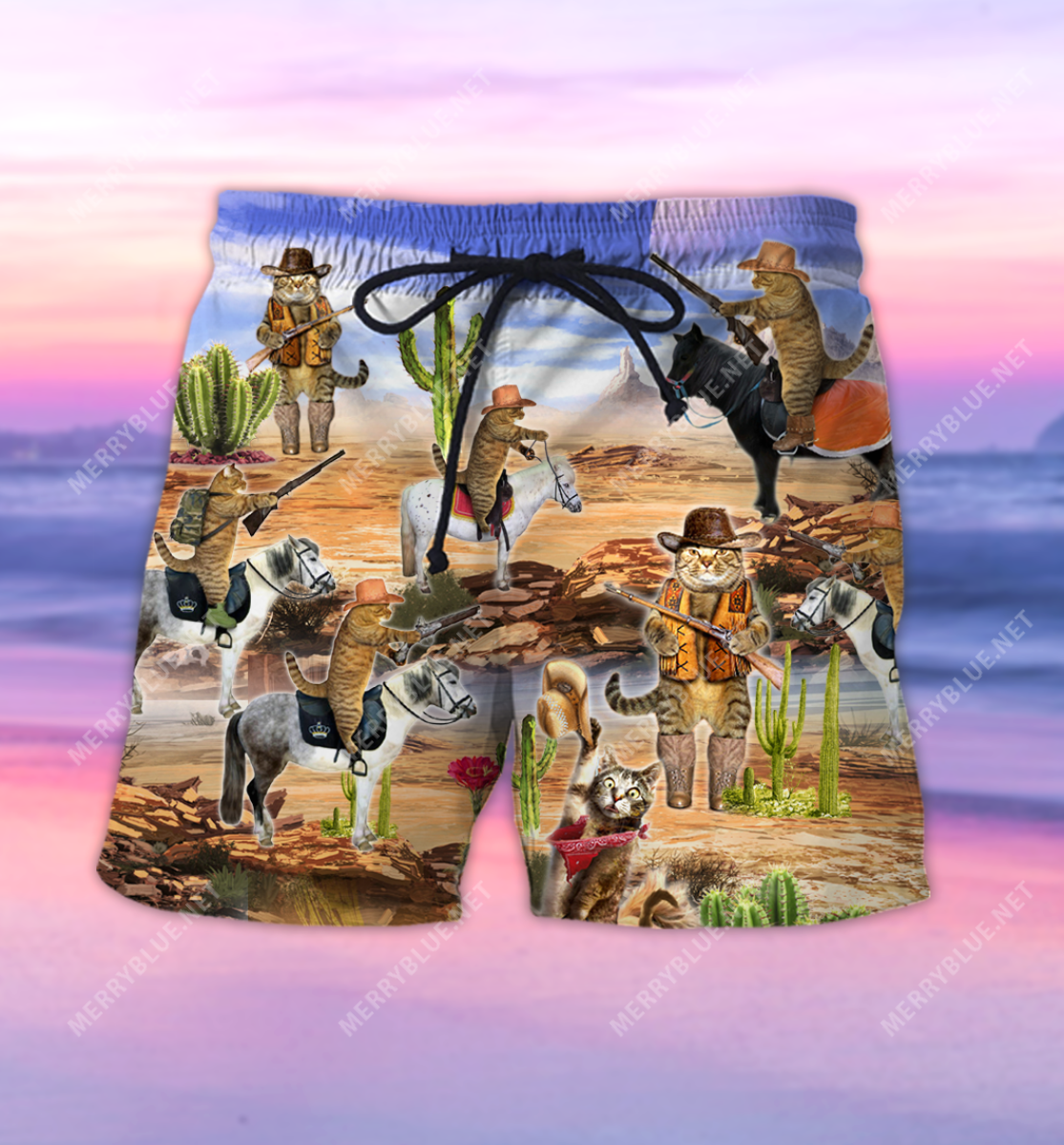 Meowdy Cowboy Cat Unisex Hawaii Shorts Ha2355