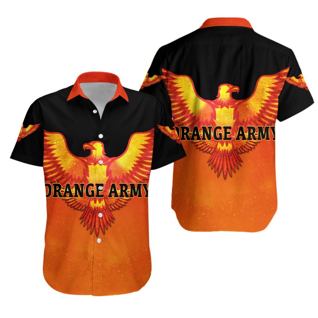 Orange Army Hawaii Shirt Cricket Black Vibes Ha1126