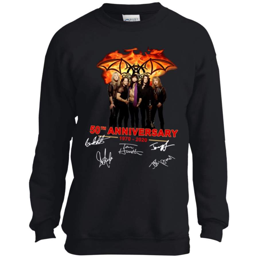 Aerosmith 50th Anniversary 1970 2020 Signature Youth Kids Sweatshirt