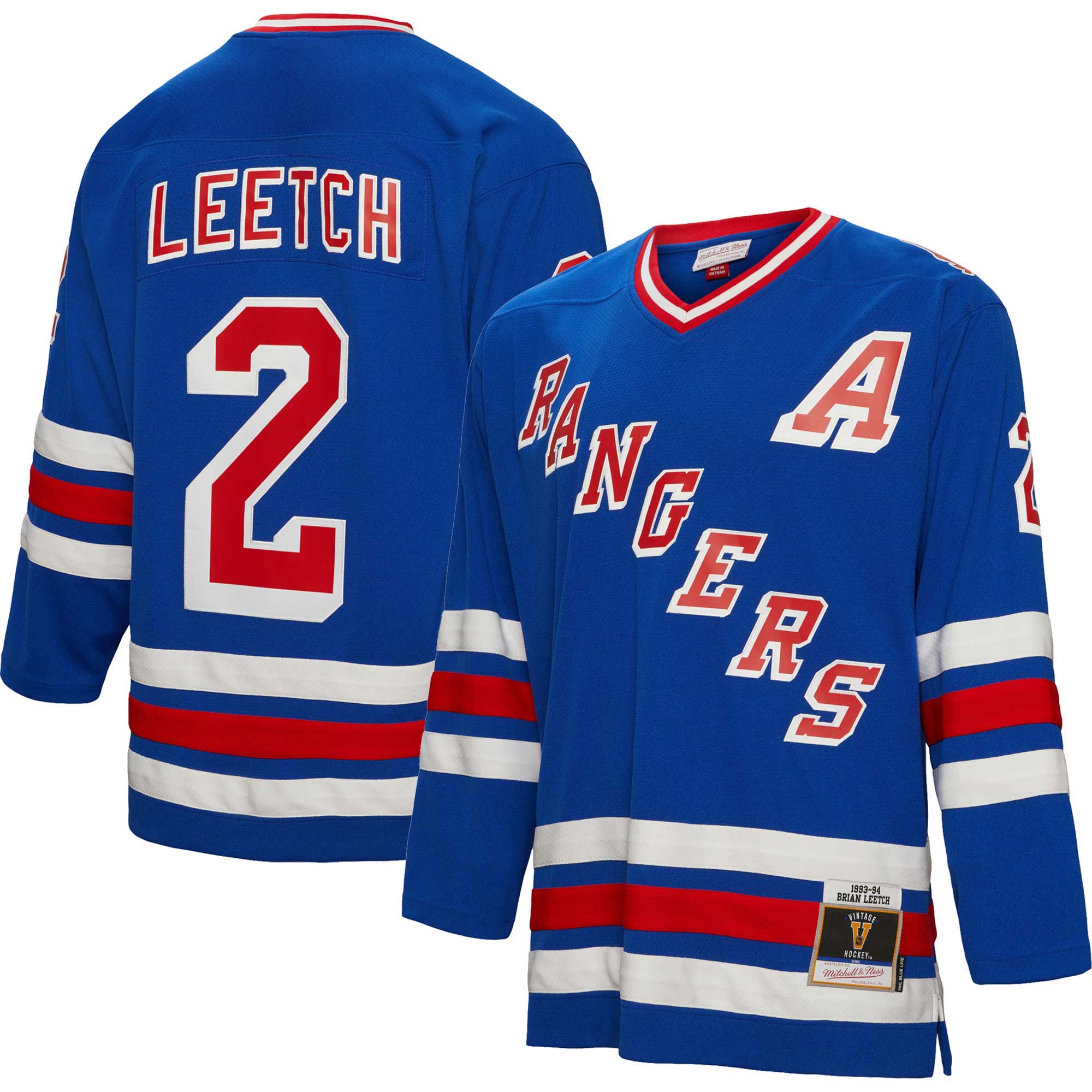 Brian Leetch New York Rangers Mitchell & Ness Alternate Captain Patch 1993/94 Blue Line Player Jersey – Blue