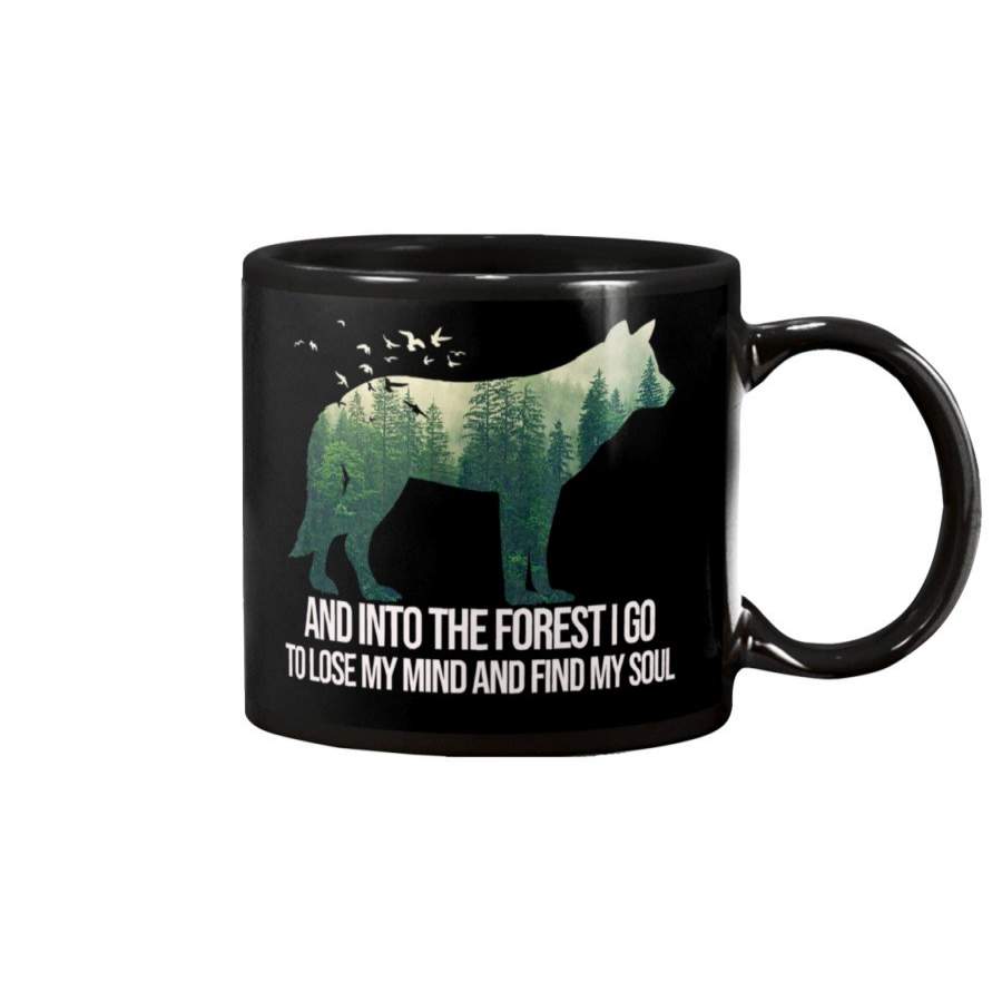 Vintage National Park Wolf Into The Forest I Go Mug