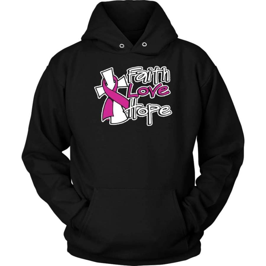 Faith hope love ribbon cross hoodie