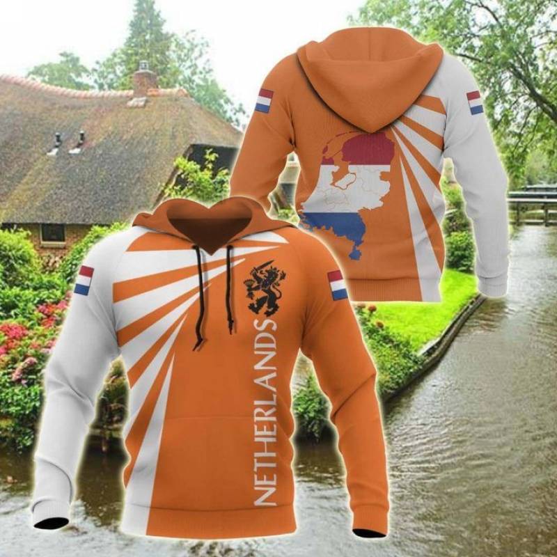 The Netherlands Lion Map Tornado All Over Print Hoodies