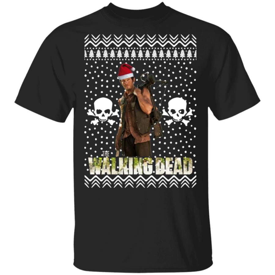 The Walking Dead Daryl Dixon Santa Hat Ugly Christmas Sweater