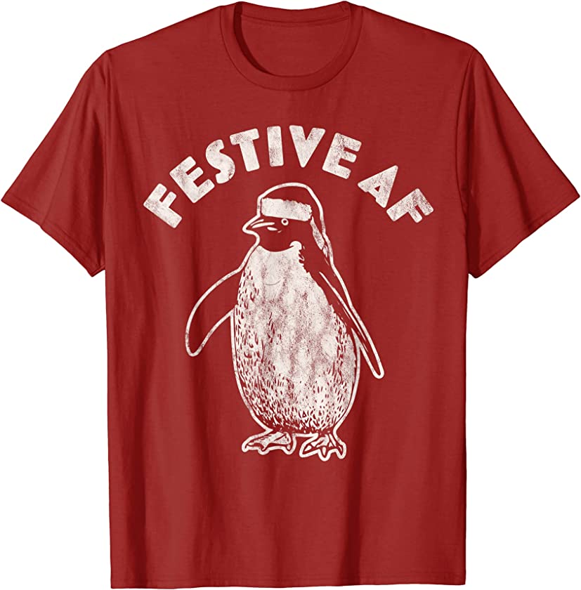 Festive AF Penguin – Funny Christmas Retro Vintage Xmas T-Shirt