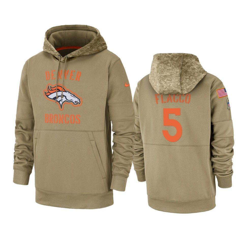 Denver Broncos Joe Flacco Salute To Service Tan Sideline Therma Hoodie ...